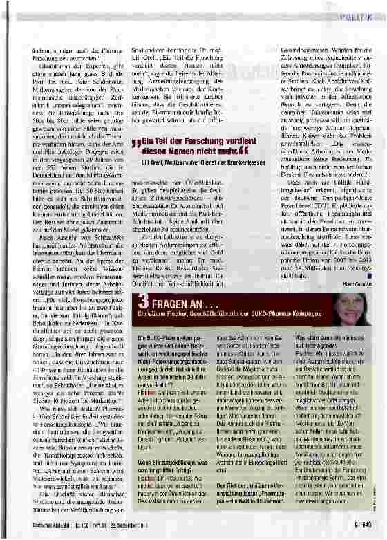 Vorschauseite 2: Pharmakritiker mit langem Atem