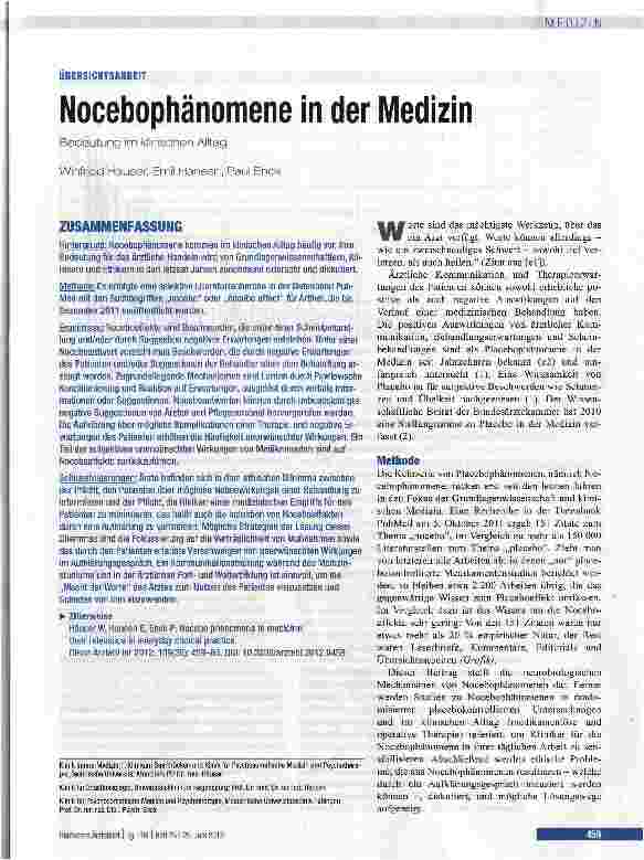 Vorschauseite 1: Nocebophänomene in der Medizin
