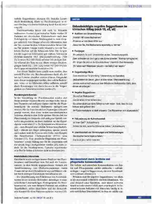 Vorschauseite 3: Nocebophänomene in der Medizin