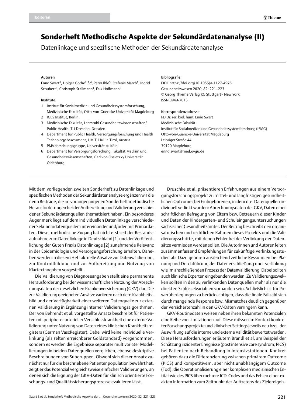 Vorschauseite 1: Sonderheft Methodische Aspekte der Sekundärdatenanalyse (II)