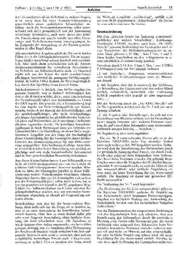 Vorschauseite 2: § 11 Abs. 1 Satz 1 Nr. 2 HWG: Und es ändert sich doch etwas