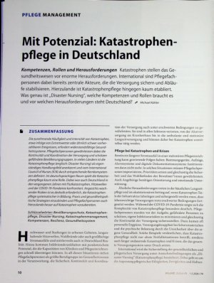 Vorschauseite 1: Mit Potenzial: Katastrophenpflege in Deutschland