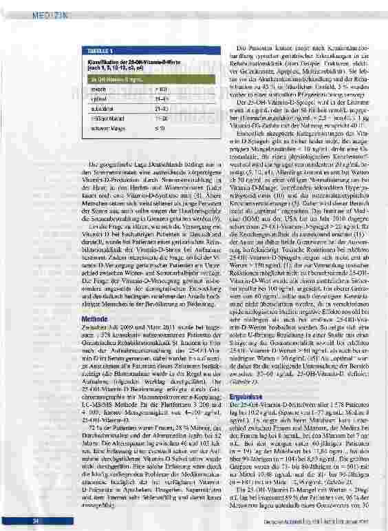 Vorschauseite 2: Epidemischer Vitamin-D-Mang bei Patienten einer geriatrisc Rehabilitationsklinik