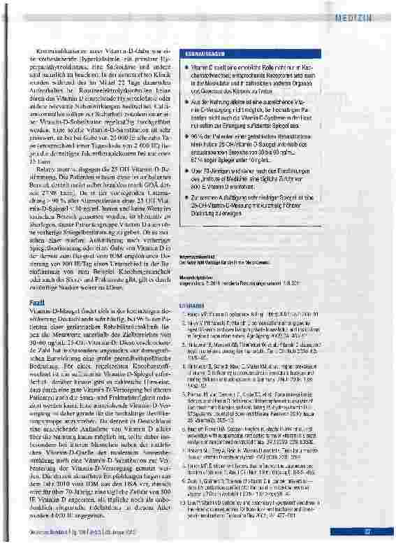 Vorschauseite 5: Epidemischer Vitamin-D-Mang bei Patienten einer geriatrisc Rehabilitationsklinik