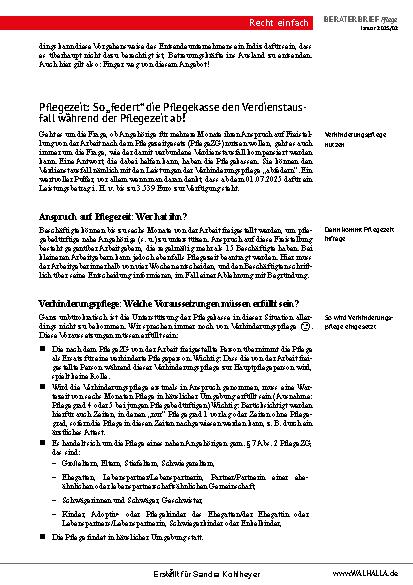 Vorschauseite 3: Beraterbrief Pflege Heft 2-2025