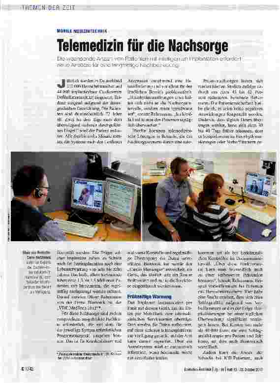 Vorschauseite 1: Telemedizin für die Nachsorge