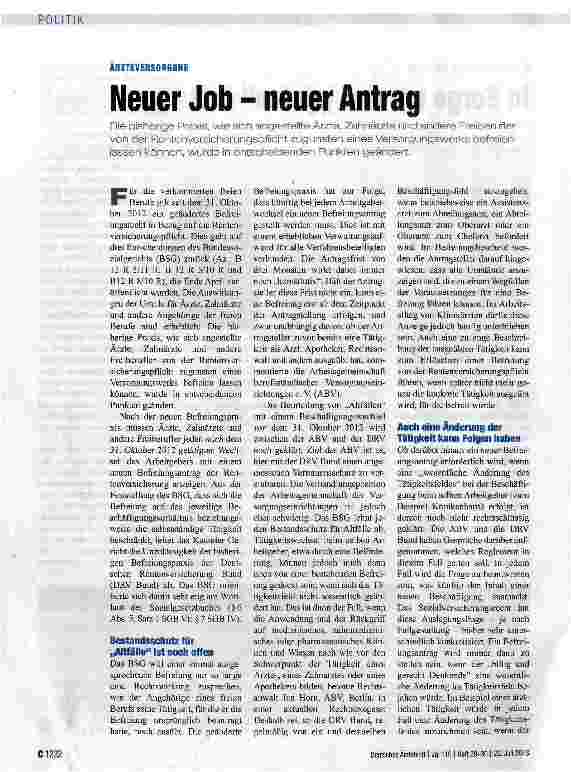 Vorschauseite 1: Neuer Job - neuer Antrag