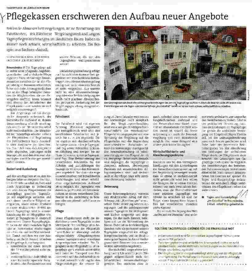 Vorschauseite 1: Pflegekassen erschweren den Aufbau neuer Angebote