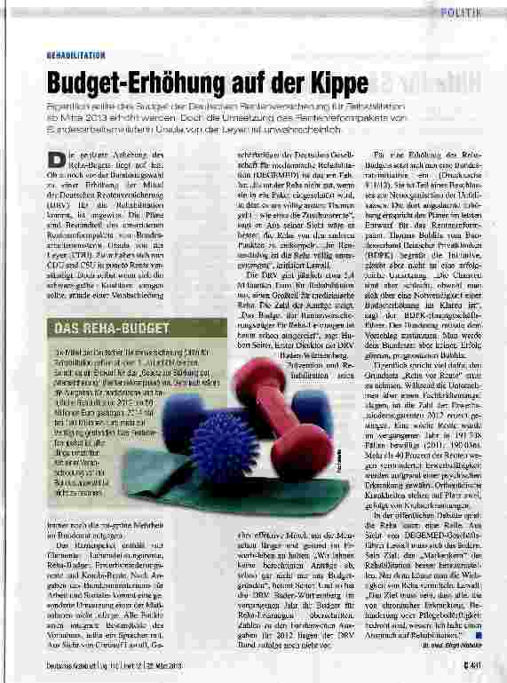 Vorschauseite 1: Budget-Erhöhung auf der Kippe
