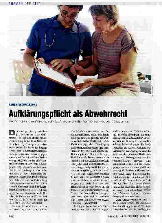 Vorschauseite 1: Aufklärungspflicht als Abwehrrecht