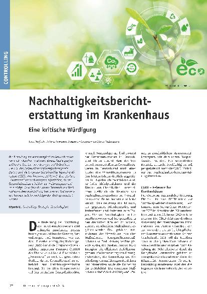 Vorschauseite 1: Nachhaltigkeitsberichterstattung im Krankenhaus: Eine kritische Würdigung