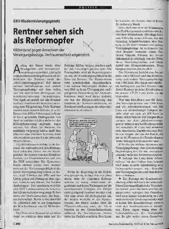 Vorschauseite 1: Rentner sehen sich als Reformopfer