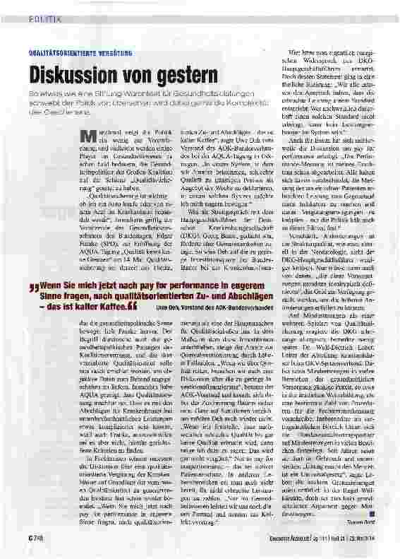 Vorschauseite 1: Diskussion von gestern