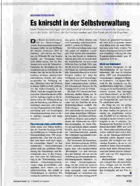 Vorschauseite 1: Es knirscht in der Selbstverwaltung