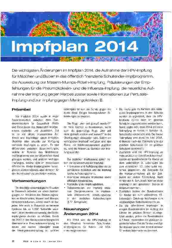 Vorschauseite 1: Impfplan 2014