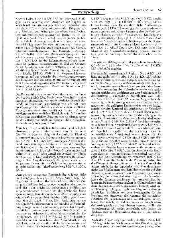 Vorschauseite 2: Auskunftsanspruch gemäß § 130 a Abs. 8a SGB V SGBV § 130 a VIII; IFG § 1