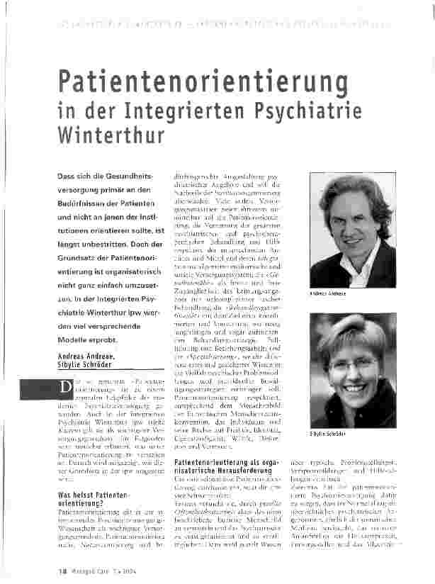 Vorschauseite 1: Patientenorientierung in der Integrierten Psychiatrie Winterthur