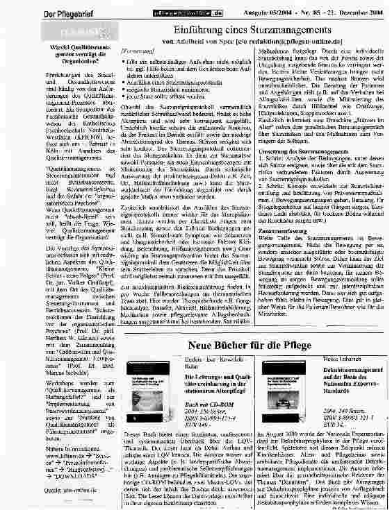 Vorschauseite 2: Einführung eines Sturzmanagements in der Praxis