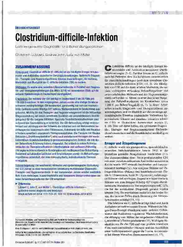 Vorschauseite 1: Clostridium-difficile-Infektion