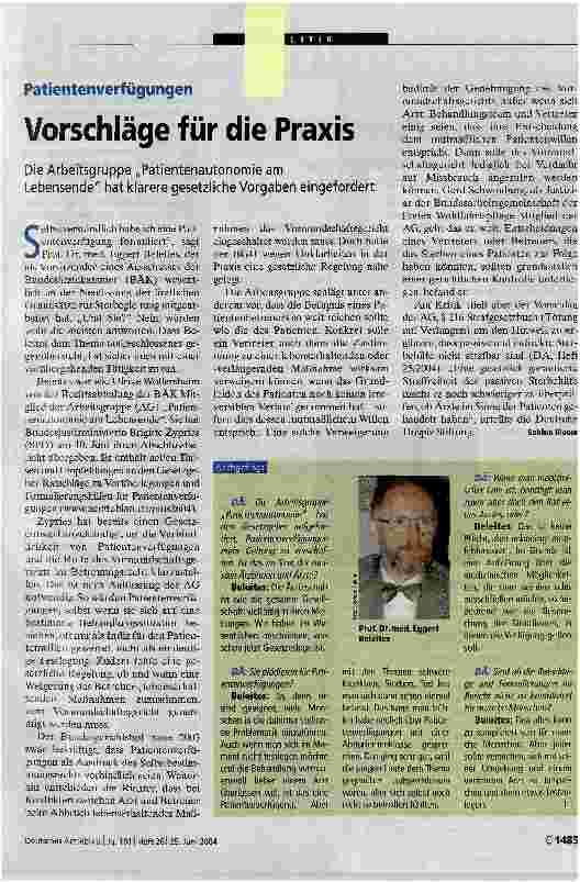 Vorschauseite 1: Vorschläge für die PraxisPatientenverfügungen