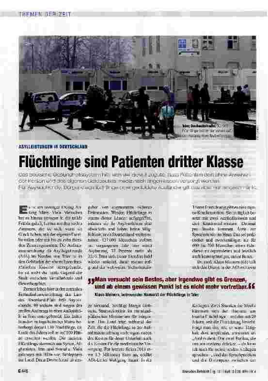 Vorschauseite 1: Flüchtlinge sind Patienten dritter Klasse