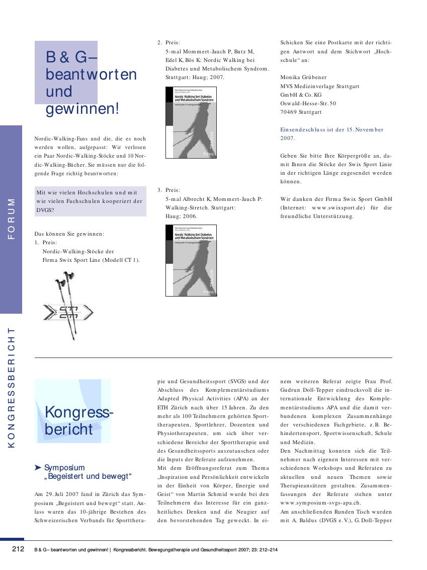 Vorschauseite 1: Kongressbericht