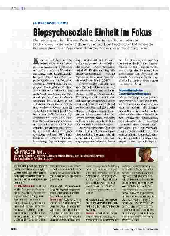 Vorschauseite 1: Biopsychosoziale Einheit im Fokus