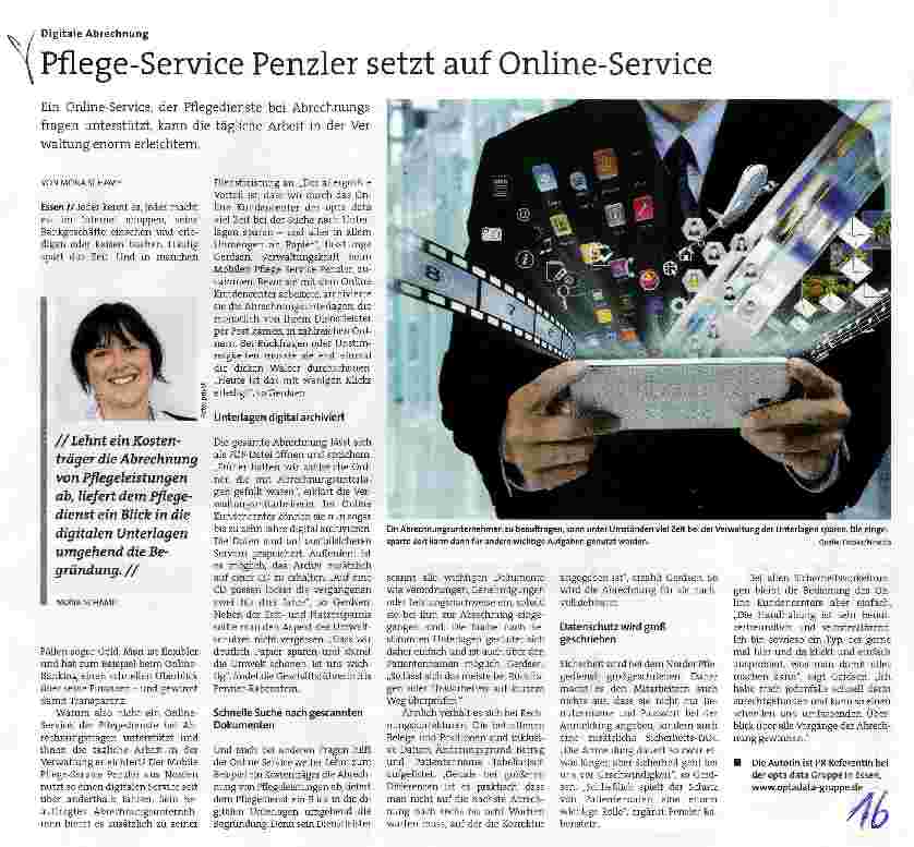 Vorschauseite 1: Pflege-Service Penzier setzt auf Online-Service