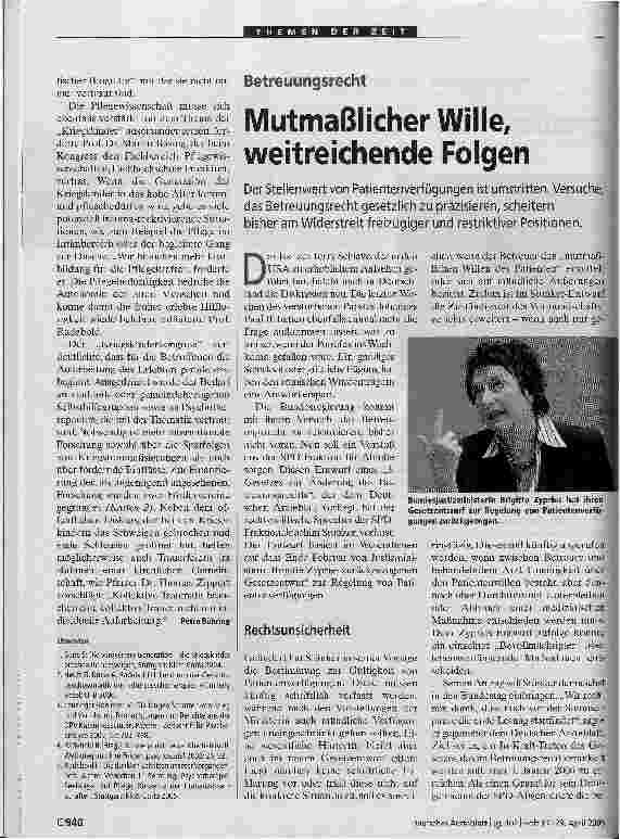 Vorschauseite 1: Mutmaßlicher Wille, weitreichende Folgen