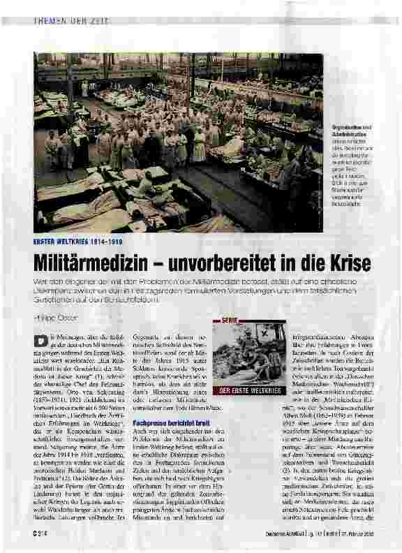 Vorschauseite 1: Militärmedizin - unvorbereitet in die Krise