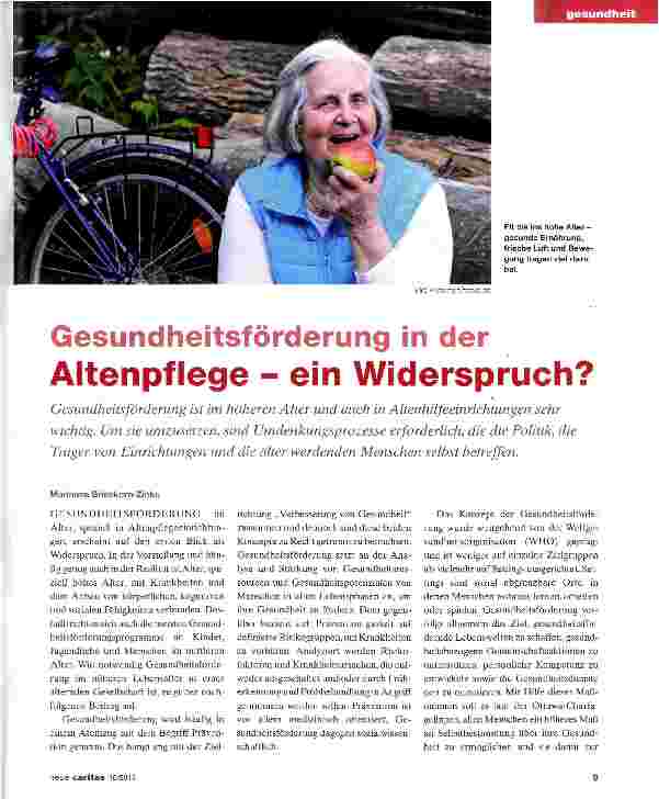 Vorschauseite 1: Gesundheitsförderung in der Altenpflege - ein Widerspruch?