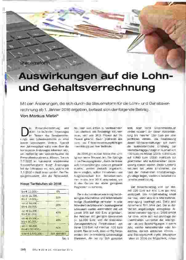Vorschauseite 1: Auswirkungen auf die Lohn und Gehaltsverrechnung