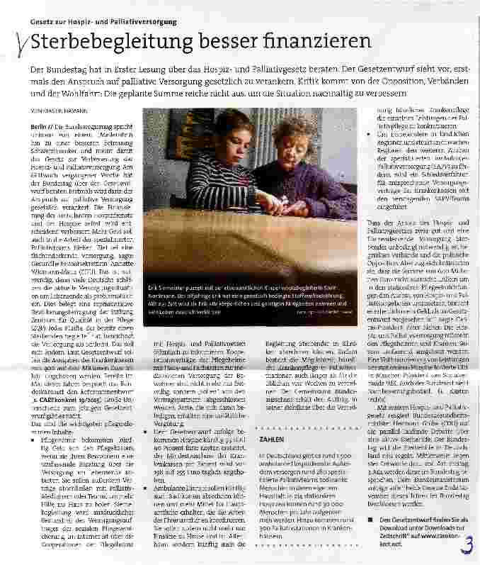 Vorschauseite 1: Sterbebegleitung besser finanzieren