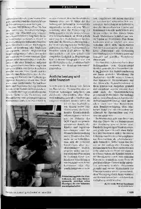 Vorschauseite 2: Präventionsgesetz - Ärztliche Beteiligung notwendig