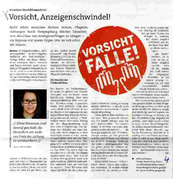 Vorschauseite 1: Vorsicht, Anzeigenschwindel