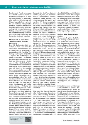 Vorschauseite 3: Extremwetter und Arzneimittelversorgung. Was Hochwasser und Hitze über die Resilienz des deutschen Gesundheitswesens verraten