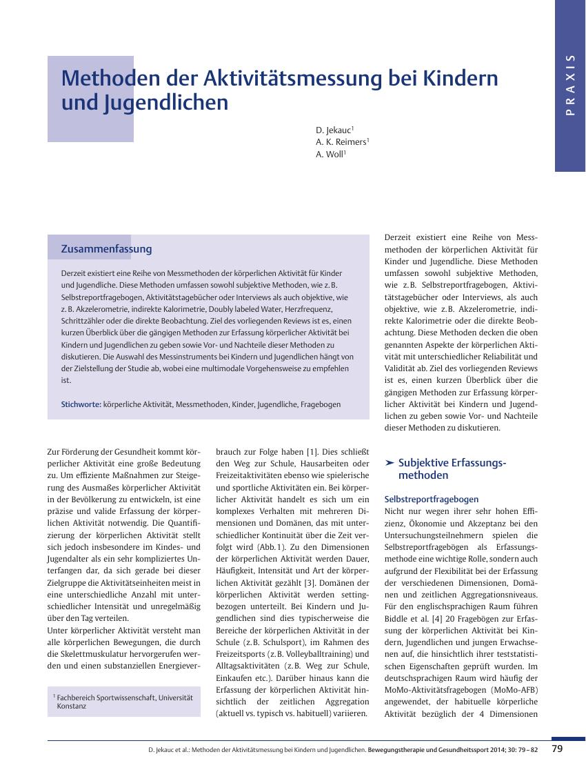 Vorschauseite 1: Methoden der Aktivitätsmessung bei Kindern und Jugendlichen