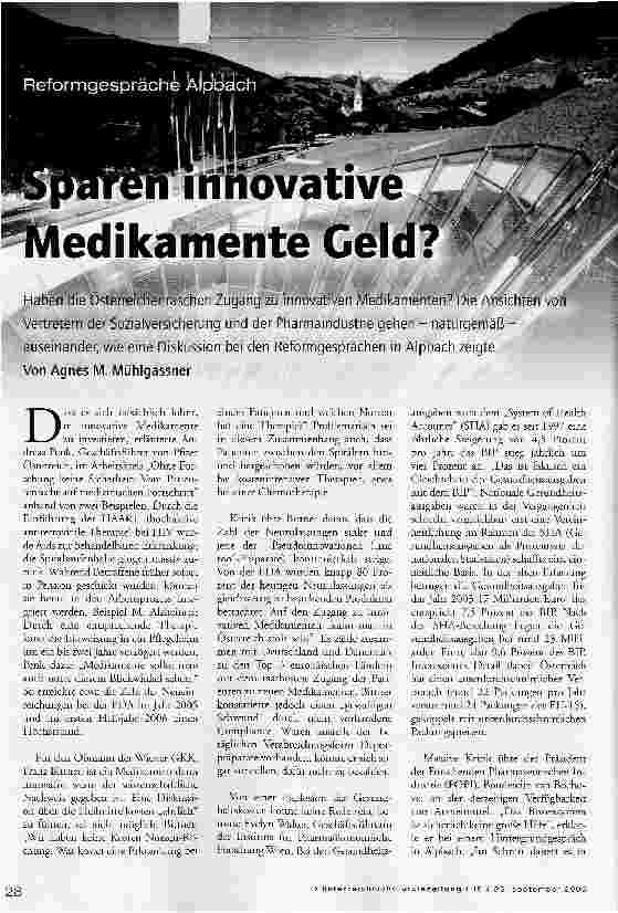 Vorschauseite 1: Sparen innovative Medikamente Geld?
