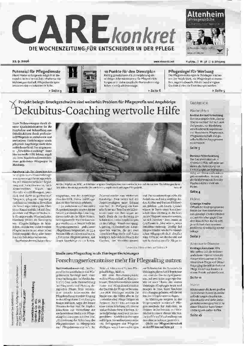 Vorschauseite 1: Dekubitus-Coaching wertvolle Hilfe