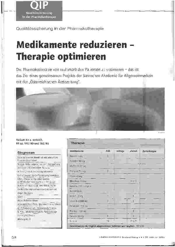 Vorschauseite 1: Qualitätssicherung in der PharmakotherapieMedikamente reduzieren -Therapie optimieren