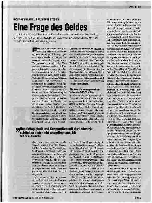 Vorschauseite 1: Eine Frage des Geldes