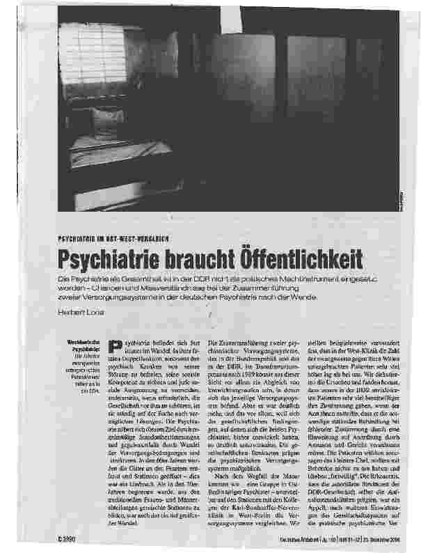 Vorschauseite 1: Psychiatrie braucht Öffentlichkeit