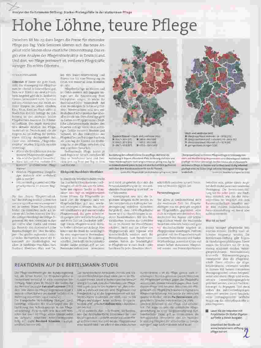 Vorschauseite 1: Hohe Löhne, teure Pflege