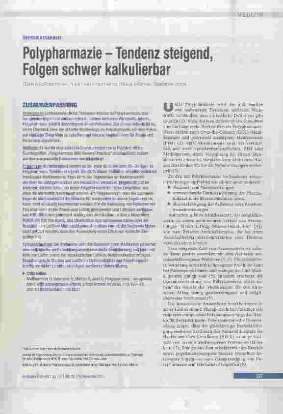 Vorschauseite 1: Polypharmazie - Tendenz steigend, Folgen schwer kalkulierbar