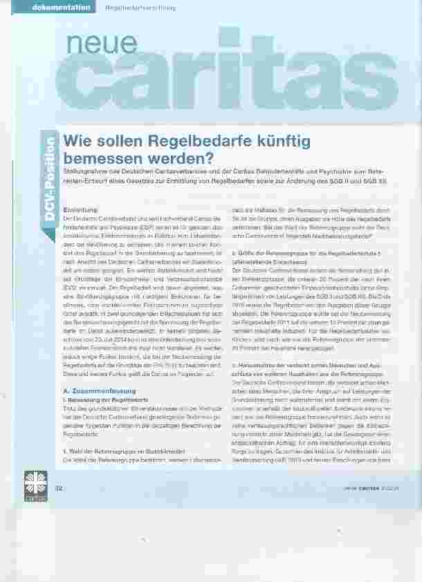 Vorschauseite 1: Wie sollen Regelbedarfe künftig bemessen werden?
