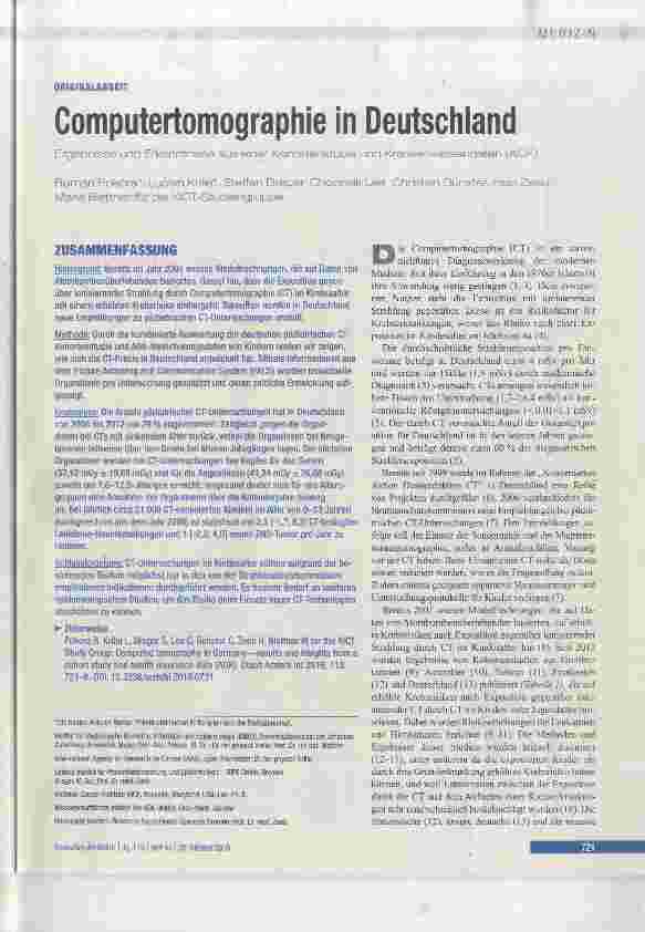 Vorschauseite 1: Computertomographie in Deutschland