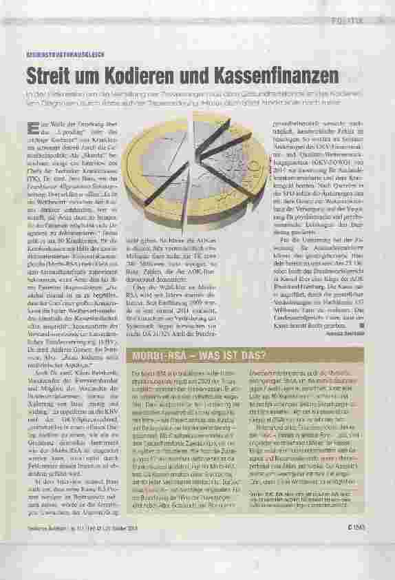 Vorschauseite 1: Streit um Kodieren und Kassenfinanzen
