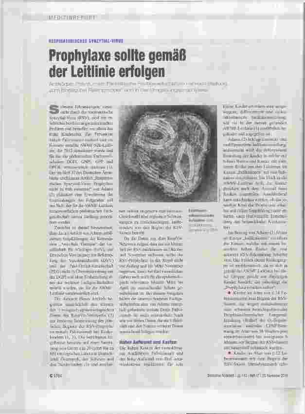 Vorschauseite 1: Prophylaxe sollte gemäß der Leitlinie erfolgen