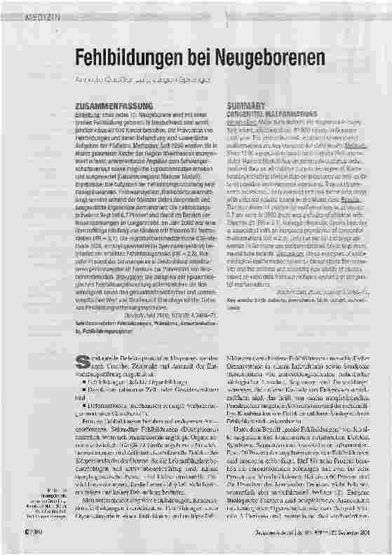 Vorschauseite 1: Fehlbildungen bei Neugeborenen
