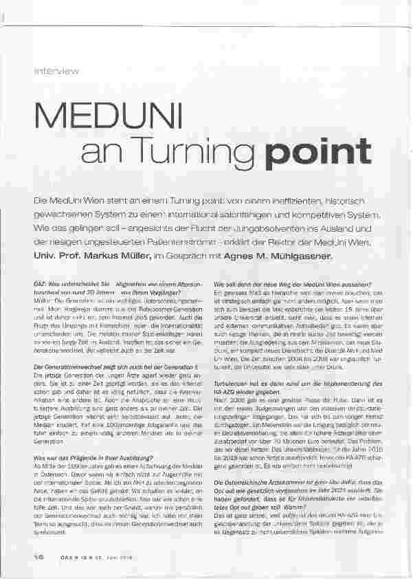 Vorschauseite 1: MEDUNI an Turning point